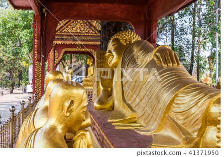 close-up of buddha lying temple wat kraom Cambodia close-up of buddha lying temple wat kraom Cambodia 41371950