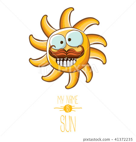 vector funky cartoon style summer sun character isolated on white background. My name is sun concept vector funky cartoon style summer sun character isolated on white background. My name is sun concept 41372235