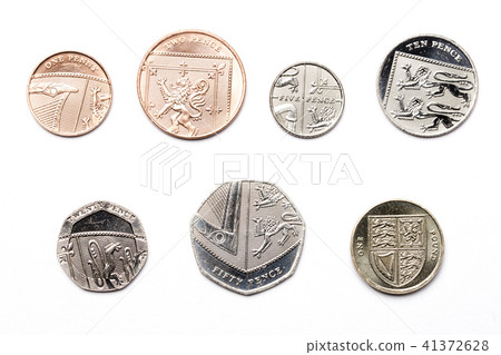 British coins on a white background British coins on a white background 41372628