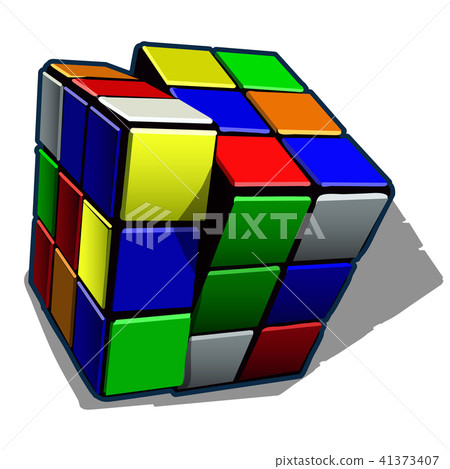 Rubik cube isolated on white background. Vector cartoon close-up illustration. 41373407