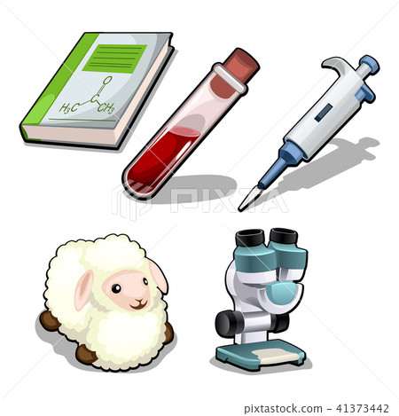 The set of items on the topic of genetic laboratory isolated on white background. Vector cartoon 41373442