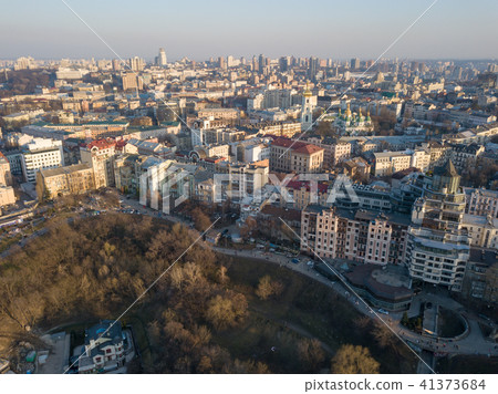 Panoramic aerial view from the drone, a view of the bird's eye view of the the central historical Panoramic aerial view from the drone, a view of the bird's eye view of the the central historical 41373684