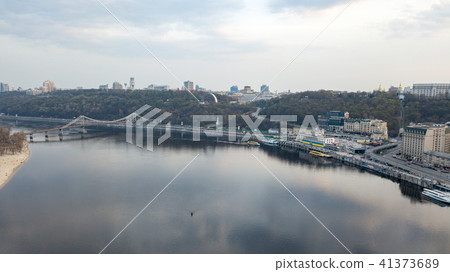 The panoramic bird's eye view shooting from drone of the Podol district, the right bank of the The panoramic bird's eye view shooting from drone of the Podol district, the right bank of the 41373689