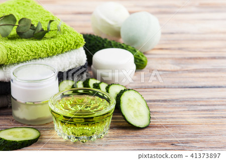 Natural cucumber cosmetics, organic lotion 41373897