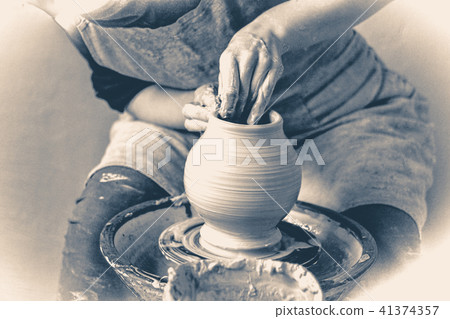 Photo in old vintage style. Modeling clay closeup Photo in old vintage style. Modeling clay closeup 41374357