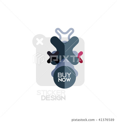 Flat design cross shape geometric sticker icon, paper style design with buy now sample text, for 41376589