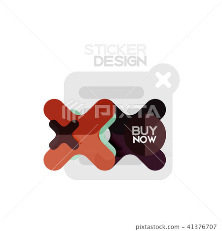 Flat design cross shape geometric sticker icon, paper style design with buy now sample text, for 41376707