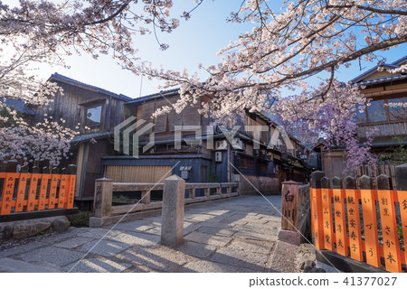 Gion Spring Tatsumi Bridge Stock Photo