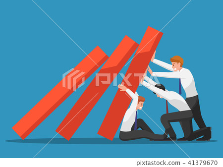 Business team try to stop falling graph. 41379670