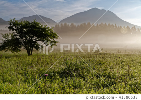 從Okuhiko和Odashihara看見的Tarou山在早晨太陽 41380535
