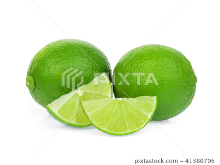 fresh green lime with slice isolated on white  41380706
