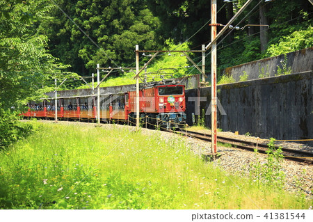 Kurobe gorge rainway of fresh green Kurobe gorge rainway of fresh green 41381544