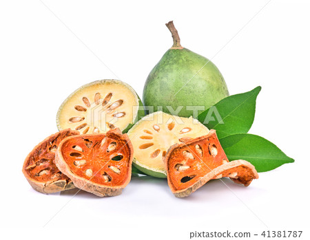 Medicinal Bael fruits  on white background 41381787