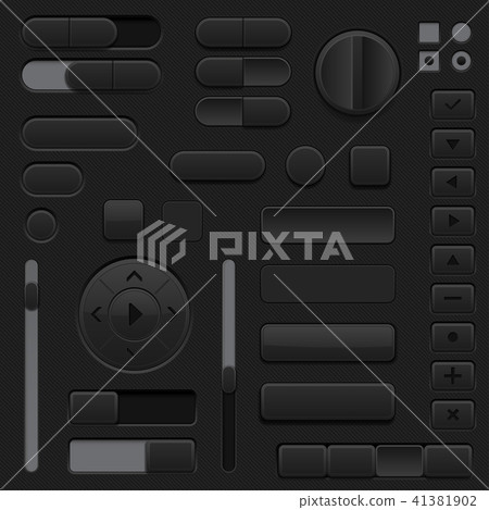 Black interface buttons. 3d set of UI icons 41381902