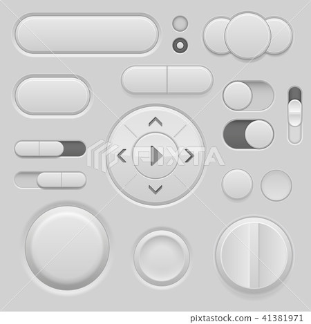 Gray interface buttons. 3d set of UI icons 41381971