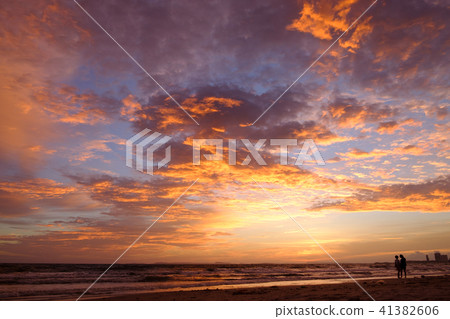Sunset on Cambodian beach in June 41382606