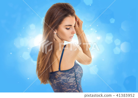 charming young lady in blue lace lingerie charming young lady in blue lace lingerie 41383952