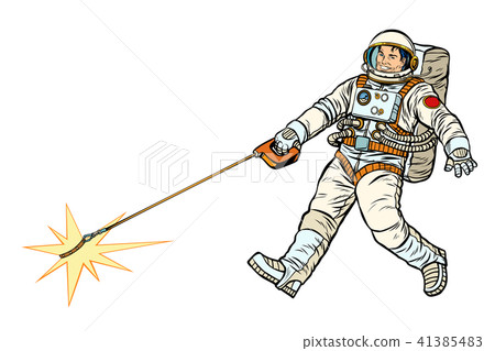 Astronaut and pet star, isolate on white background 41385483