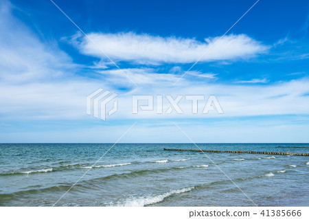 Groynes on shore of the Baltic Sea Groynes on shore of the Baltic Sea 41385666
