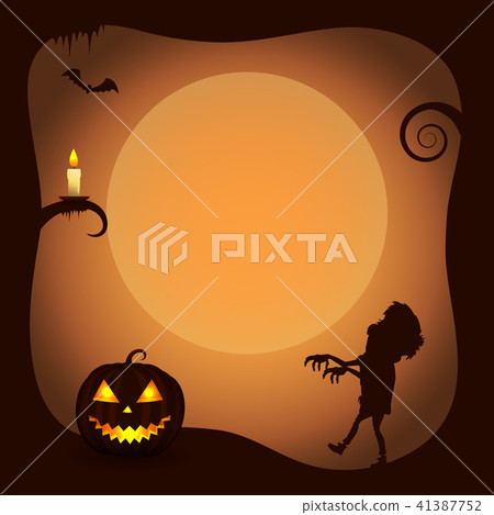 Halloween Poster Background with Zombie Silhouette Halloween Poster Background with Zombie Silhouette 41387752