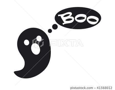 Small Cute Ghost that Says Boo Black Silhouette 41388012