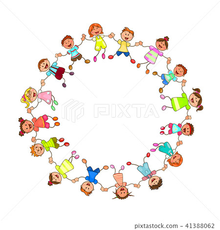 Happy children holding hands - Stock Illustration [41388062] - PIXTA
