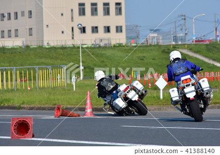 Police motorcycle officers honing their driving skills 41388140