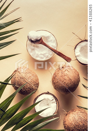 Coconut oil and coconuts. Coconut oil and coconuts. 41388265
