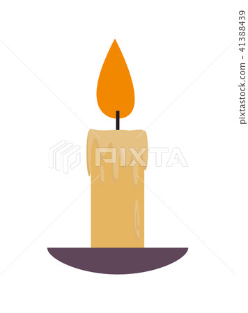 Lighted Lit Candle with Flowing Wax Plate Vector Lighted Lit Candle with Flowing Wax Plate Vector 41388439