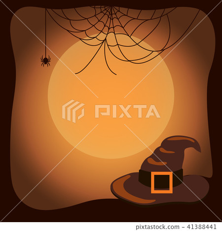 Halloween Background with Witch Hat and Spider Web Halloween Background with Witch Hat and Spider Web 41388441