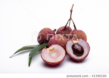 Fresh lychees isolated on white background. Fresh lychees isolated on white background. 41390100