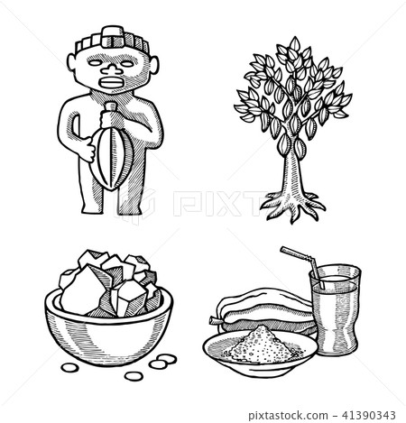 Vector cocoa products hand drawn sketch doodle food chocolate sweet illustration. Vector cocoa products hand drawn sketch doodle food chocolate sweet illustration. 41390343
