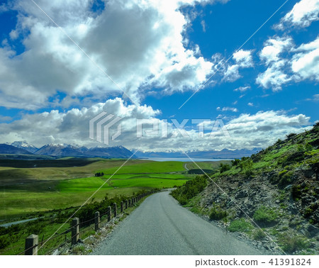 Highway with mountain background Highway with mountain background 41391824
