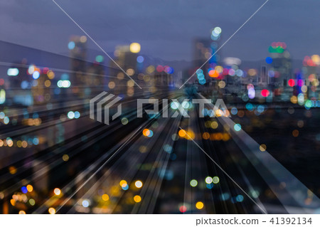 Blur night light city business downtown  41392134