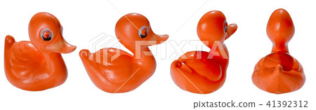 set of four rubber orange duck toys 41392312