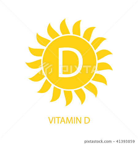 Vitamin D Icon with Sun Vector Illustration Vitamin D Icon with Sun Vector Illustration 41393859