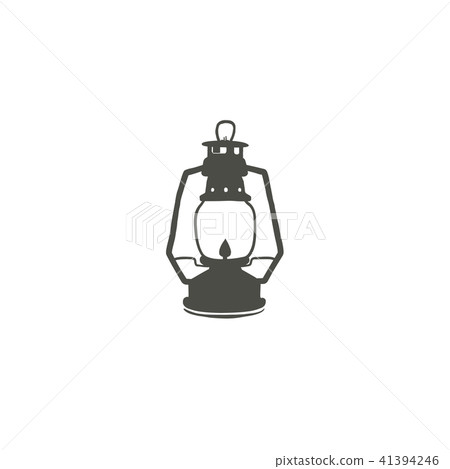Camping lantern icon silhouette icon. Oil lamp black symbol, pictogram. Stock illustration isolated 41394246