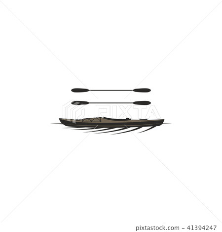 Kayak and paddles symbols. Silhouette style symbol. Black pictogram of kayaking, rafting equipment 41394247