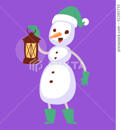 Snowman Vector Cute Cartoon Winter Christmas Stock Illustration