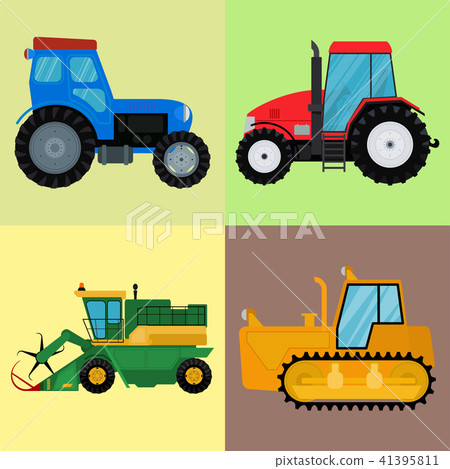 Agriculture industrial farm equipment machinery tractors combines and excavators vector illustration 41395811