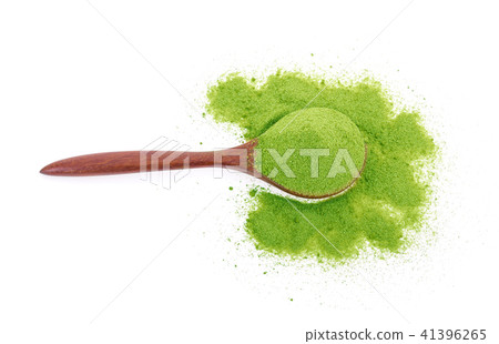 powder green tea isolated on white background powder green tea isolated on white background 41396265