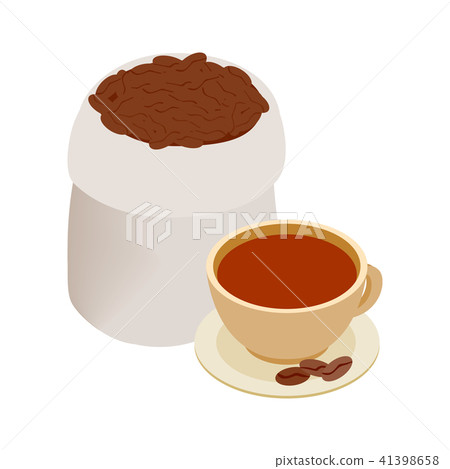 Cup of coffee and coffee beans icon Cup of coffee and coffee beans icon 41398658