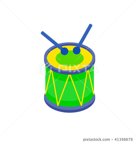 Drum and drumsticks icon in isometric 3d style Drum and drumsticks icon in isometric 3d style 41398678
