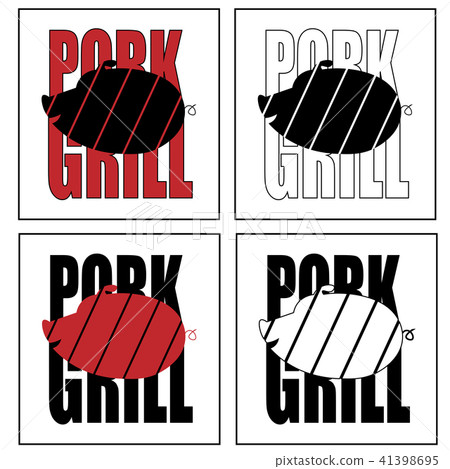 silhouette of the pig on the background of the inscription pork grill minimalist restaurant logo silhouette of the pig on the background of the inscription pork grill minimalist restaurant logo 41398695