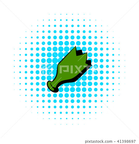 Shattered green bottle icon, comics style Shattered green bottle icon, comics style 41398697
