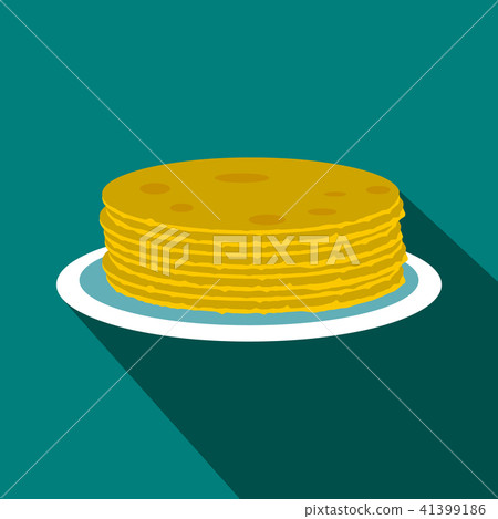 Roasted pancakes icon, flat style Roasted pancakes icon, flat style 41399186