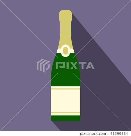 Champagne bottle icon, flat style Champagne bottle icon, flat style 41399584