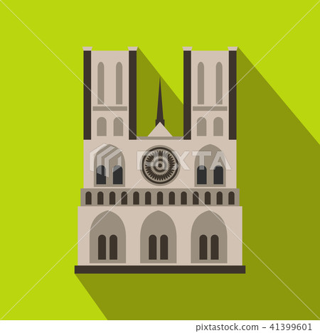 Norte Dame Cathedral, Paris icon, flat style Norte Dame Cathedral, Paris icon, flat style 41399601