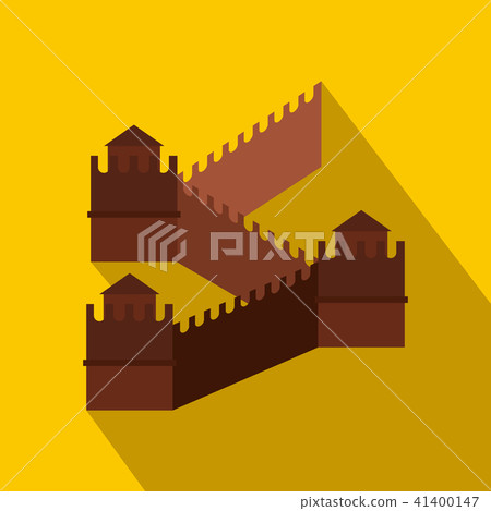 Great Wall of China icon, flat style - Stock Illustration [41400147 ...