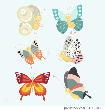 Set colorful isolated butterflies. - Stock Illustration [41400833] - PIXTA